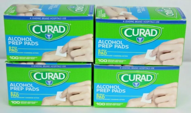 Toallitas de alcohol 2 capas de CURAD LOTE DE 4 CAJAS Total 400 toallitas 4x100 ENVÍO GRATUITO