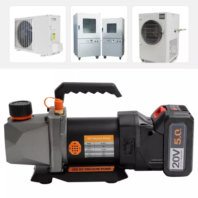 DC 2.5CFM Durable Single-Stage Vacuum Pump With Lithium Battery &Power Cord