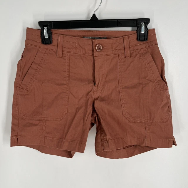 Prana Womens Rust Elle Hiking Cotton Blend 5” Shorts Size 2