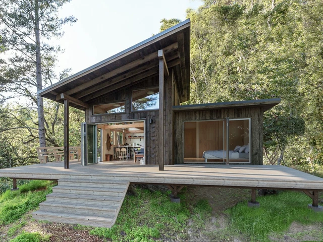 Planos de cabina de casa pequeña - planos - modernos, 2 camas, baño y loft