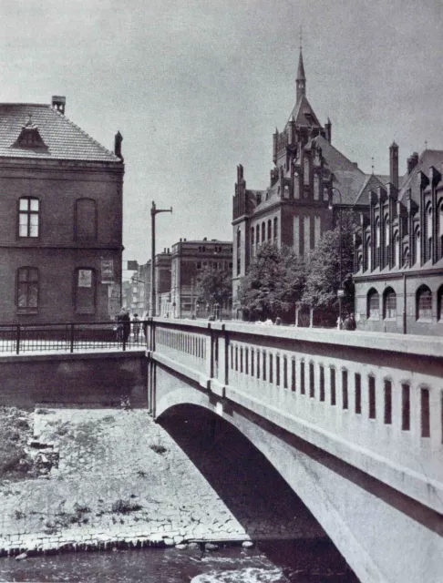 Gleiwitz/ Gliwice- Klodnitzbrücke mit der Maschinenbauschule (Schlesien) 1935