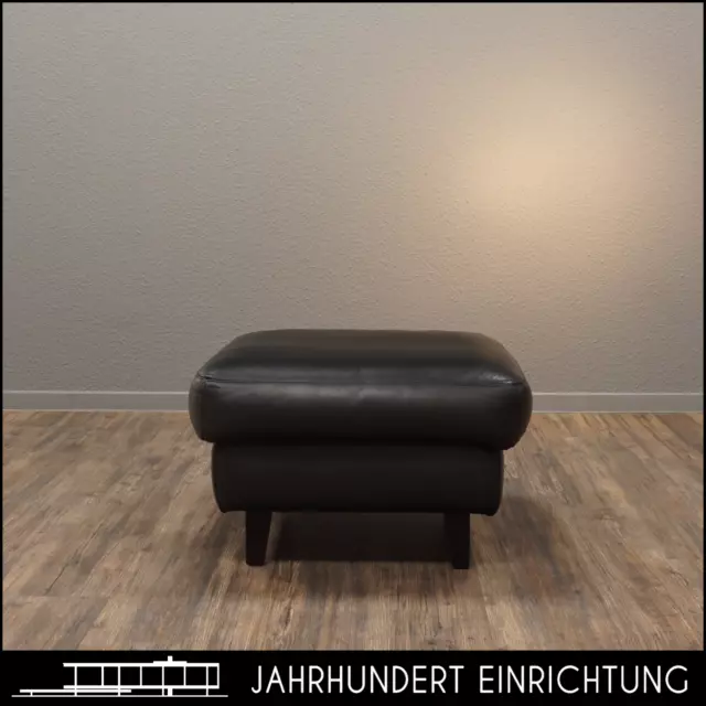 KOINOR | Sitz- Fußhocker Echt Leder Schwarz | Ottomane für Lounge Chair Sessel