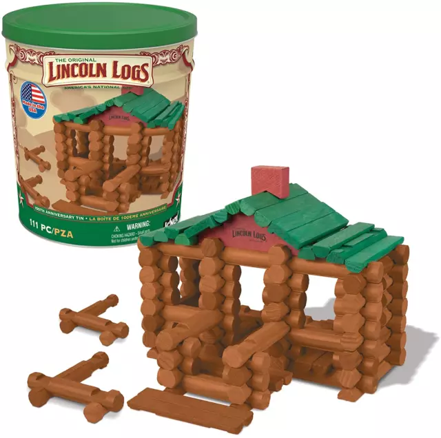 Lincoln Logs – 100Th Anniversary Tin, 111 Pieces, Real Wood Logs - Ages 3+ - Bes