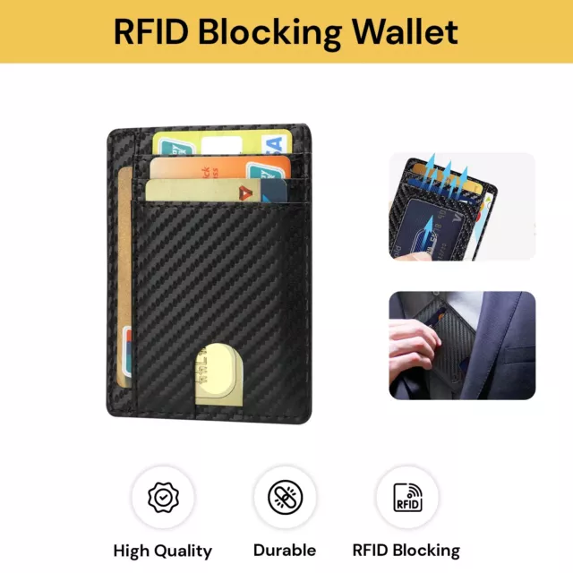 RFID Blocking Purse Flip Leather Wallet Slim Credit Card Holder Mens Money Clip