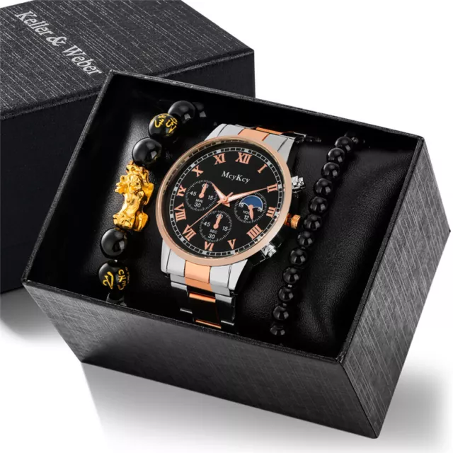 Fashion Men's Jewelry Bracelet Set Business Quartz Wrist Watch Gift Set to Male