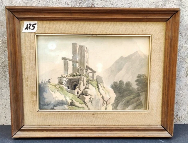 Acquerello Quadro Ruderi Con Saldati Dipinto Originale