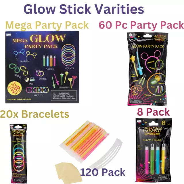 Colour Mixed Glow Sticks Party Glowsticks Bracelets Light No Flame Varieties