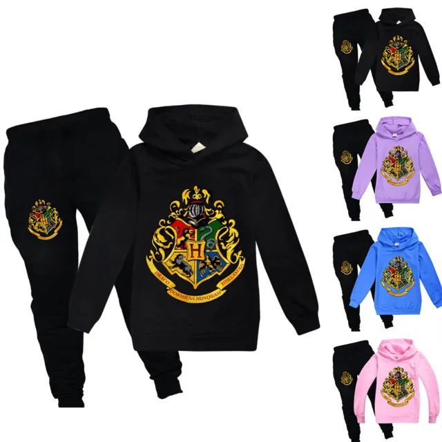 Kids Child Harry Potter Print Casual Hoodie Pants Suit Hooded Top Tracksuit Set