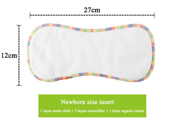 10PCS Newborn Baby Diaper Insert Reusable Bamboo Cotton Cloth Nappy Liner 2