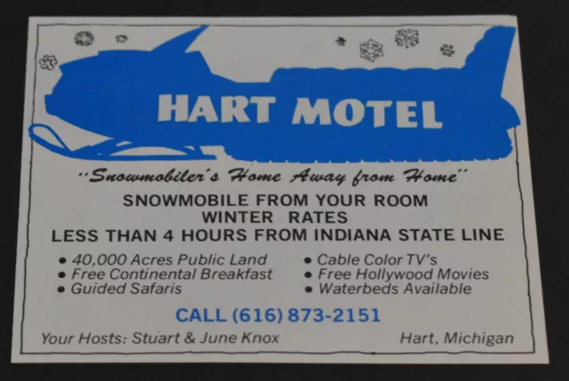 1984 Print Ad Michigan Hart Motel Snowmobile Stuart June Knox Winter Rates Art