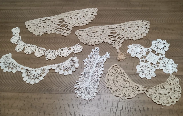 Lot of 7 Vintage Crochet Collars Best for Crafts or Cutting TLC Lot