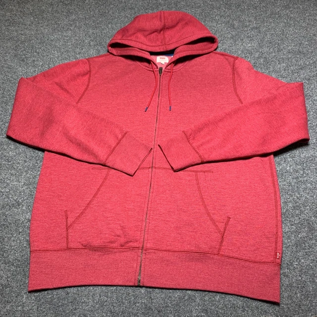 Levis Hoodie Mens Extra Large XL Red Full Zip Sweatshirt Comfort Outdoors Casual