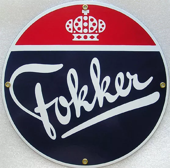 Fokker Crown Aero Airplane Vintage Aviation Porcelain Metal Sign