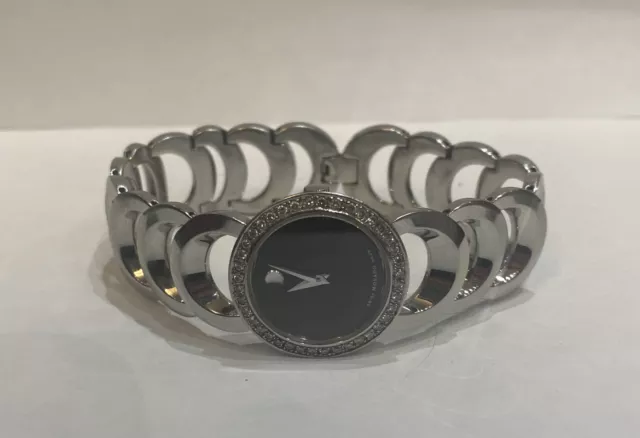 Movado 84 E4 1834 S Wrist Watch 25mm Stainless Steel Diamonds
