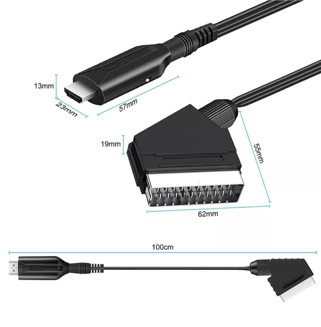 SCART Péritel 1080P vers HDMI convertisseur Audio vidéo avec câble pour HDTV DVD 3