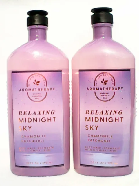 TWO Bath & Body Works Aromatherapy Relaxing Midnight Sky Body Wash Gel Set