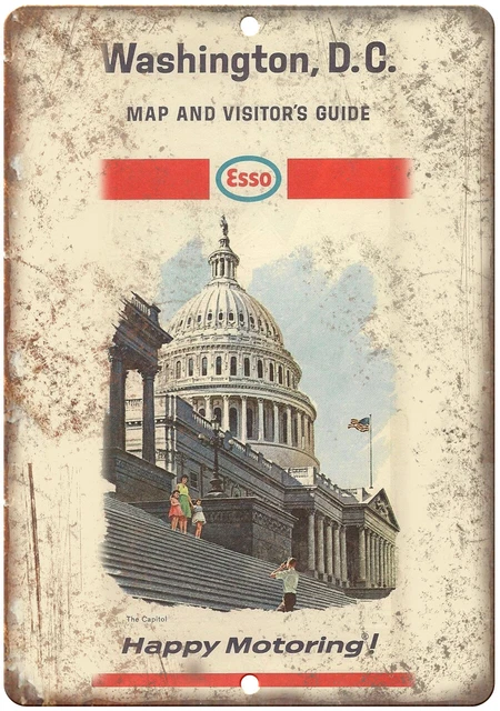 WASHINGTON DC ESSO Map Visitors Guide 10" x 7" Reproduction Metal Sign