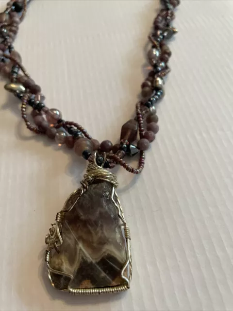 wire wrapped gem stone necklace