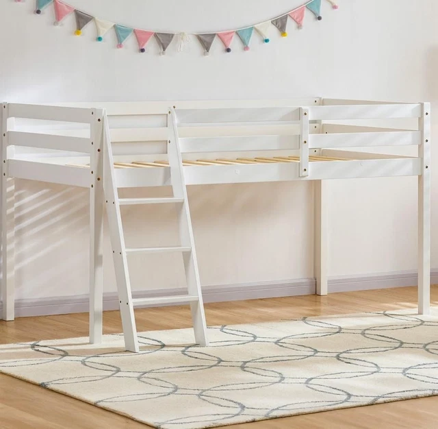 HIGH SLEEPER BED Cabin Loft Bed Solid Wood Frame Childrens Kids Single ...