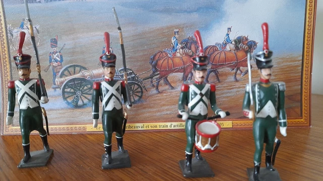 4 petits soldats cbg Mignot voltigeurs rgt de la tour d Auvergne 1806