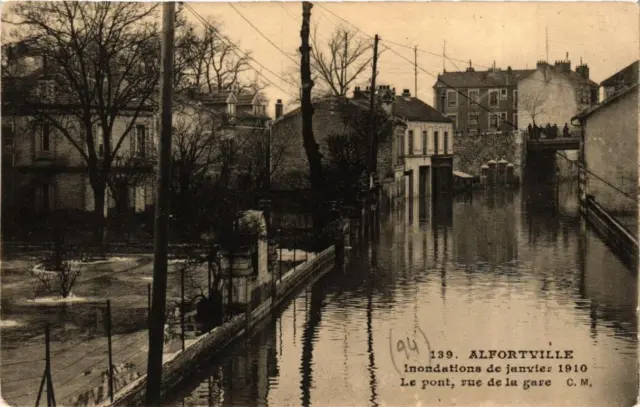 CPA ALFORTVILLE Le Pont rue de la gare FLOOD 1910 (600077)