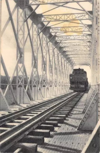 Cpa Algeria Bridge Over The Line Of Blida Djelfa Railway Network (Train