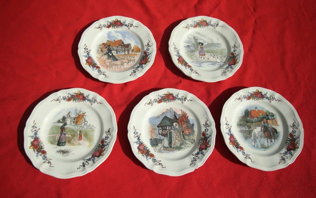 5 assiettes SARREGUEMINES OBERNAI anciennes diamètre 20,5