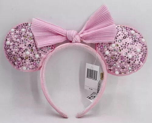 Rare Pearl 2023 BaubleBar Disney Parks Minnie Ears Headband Millennial Pink Bow