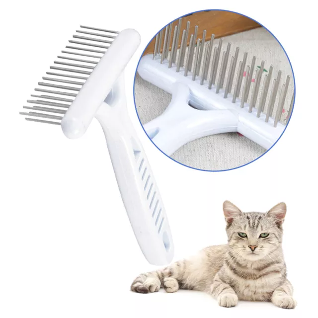 DOG GROOMING TOOL Double Row Pet Comb Stainless Steel Rake Brush for ...