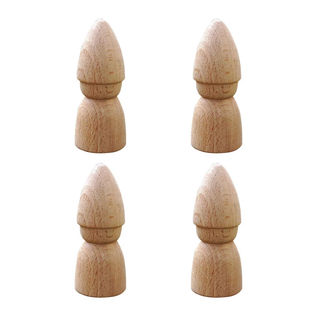 4 Pcs Kids Doodle Puppets Peg Dolls Family Wood Craft Supplies Toddler Baby