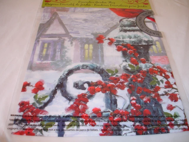 New! Winter Snowy Red Cardinal Bird Small Decorative Garden Flag 12" x 18"