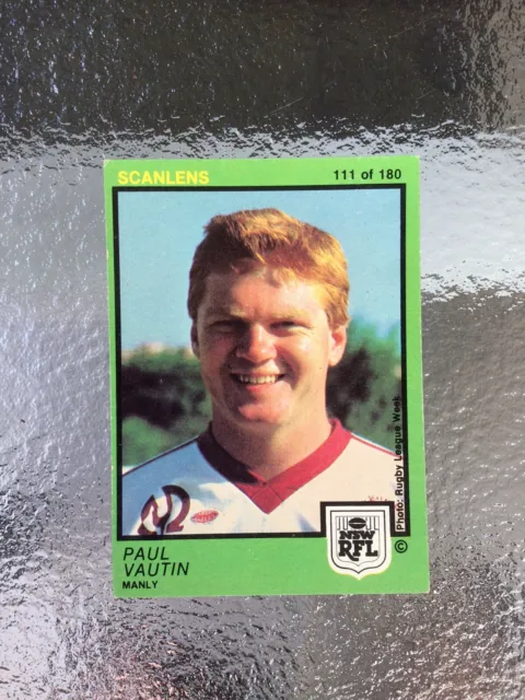 1982 Manly Sea Eagles Scanlens NSWRFL Rugby League Card No.111 Paul Vautin NRL