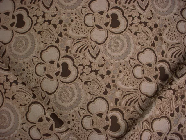 9Y Kravet Lee Jofa Espresso Taupe Floral Damask  Velvet Upholstery Fabric