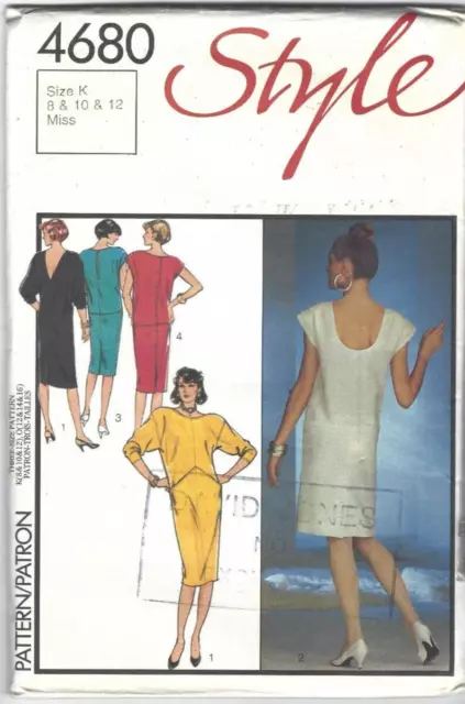 Style Sewing Pattern 4680, Vintage  Dress, Sizes 8, 10, 12, Uncut FF