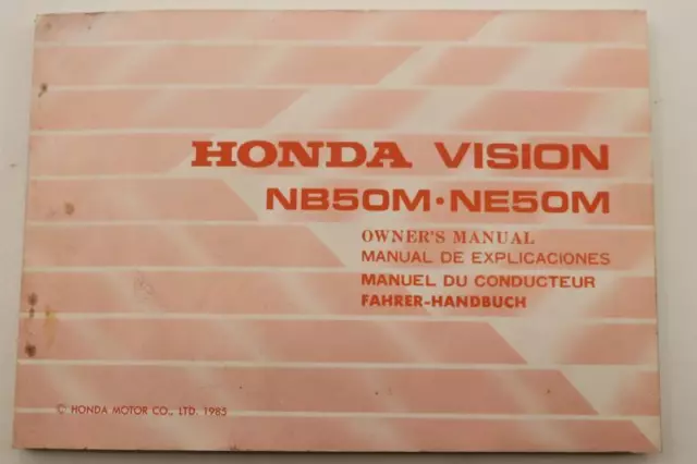 Manuale Utente per moto HONDA Nb - Ne 1950 Per 1985