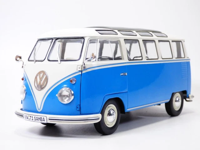 Miniature VOLKSWAGEN T1 Samba Bleu et blanc CARARAMA CAR60330DBL