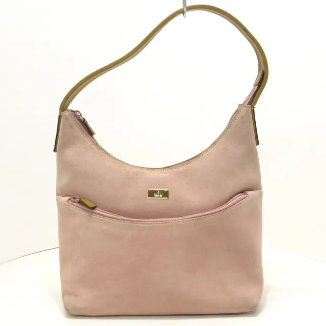 Auth GUCCI - 13386 Pink Beige Suede Leather Shoulder Bag