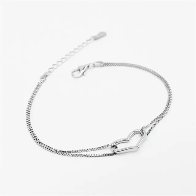 Damen Armband Herz Sterling Silber 925 15,5 - 18,5 cm Armkette 3