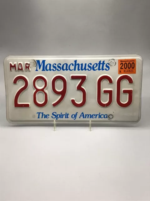 Massachusetts The Spirit Of America EXPIRED March 2000 License Plate Free S&H