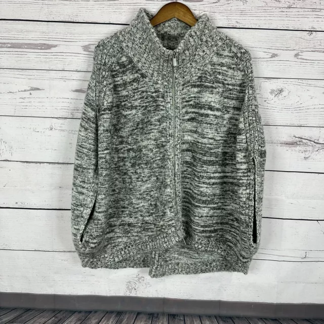 Banana Republic Womens Caplet Sweater Size XL Gray Zip Knit Wool Alpaca Boxy