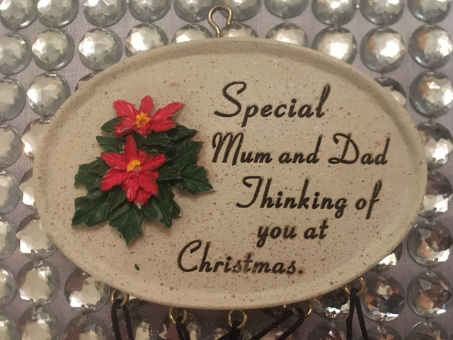 DAVID FISCHHOFF Mamma & Papà Poinsettia Vento di Natale Chime Tomba Memoriale Tributo
