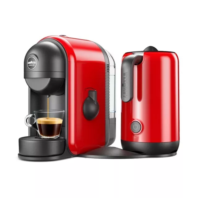 Lavazza A Modo Mio Minu LM500 Espresso Machine Capsule + Electric Frother Red