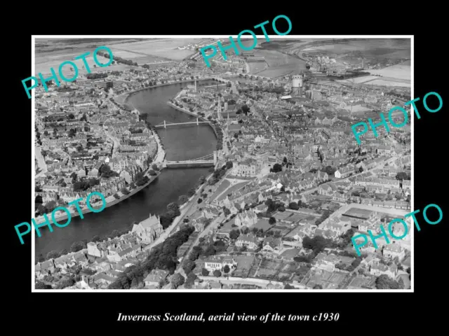 OLD 8x6 HISTORIC PHOTO OF INVERNESS SCOTLAND AERIAL VIEW OF THE TOWN c1930 3