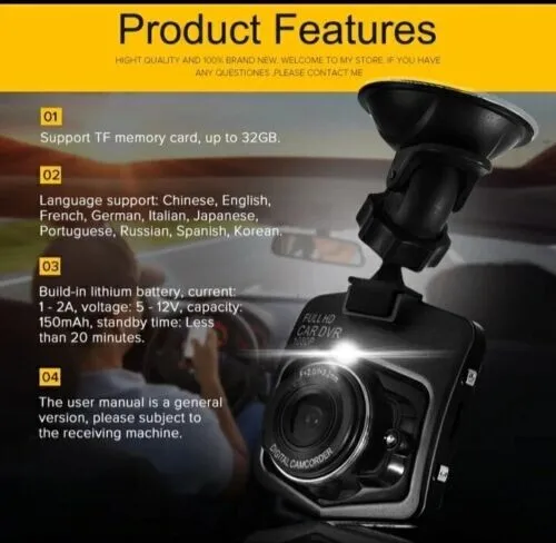 Telecamera Dash Cam Dvr Per Auto Registratore Mini Video Camera Hd Anteriore 2
