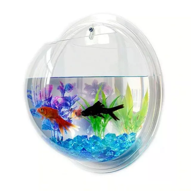 Fish Wall Bowl Beautiful Tank Plexiglass Pet Hanging Aquarium Mount Betta Fish