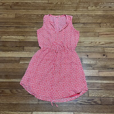 Gap Pink Floral Sleeveless Drawstring Waist Fit Flare Dress Women's Size XS Red
