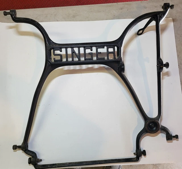 1906 Singer Treadle Sewing Machine Model 27 Front Cross Frame Cast Iron Good