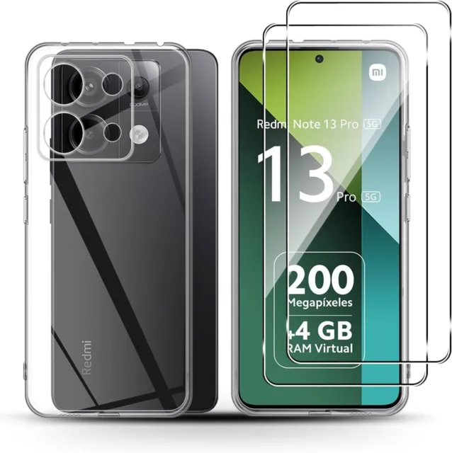 Hülle + 2X Schutzglas  für Xiaomi Redmi Note 13 Pro 5G Panzerfolie Full Case 9H