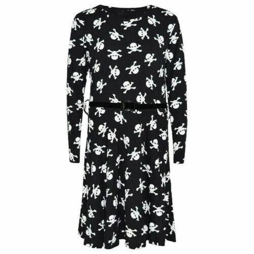 Bambini Ragazze Skater Abito Teschio & Cross Bones Costume Halloween 7-13 Anni