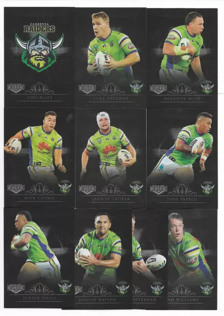 2018 NRL Elite RAIDERS Silver Special Parallel Team Set